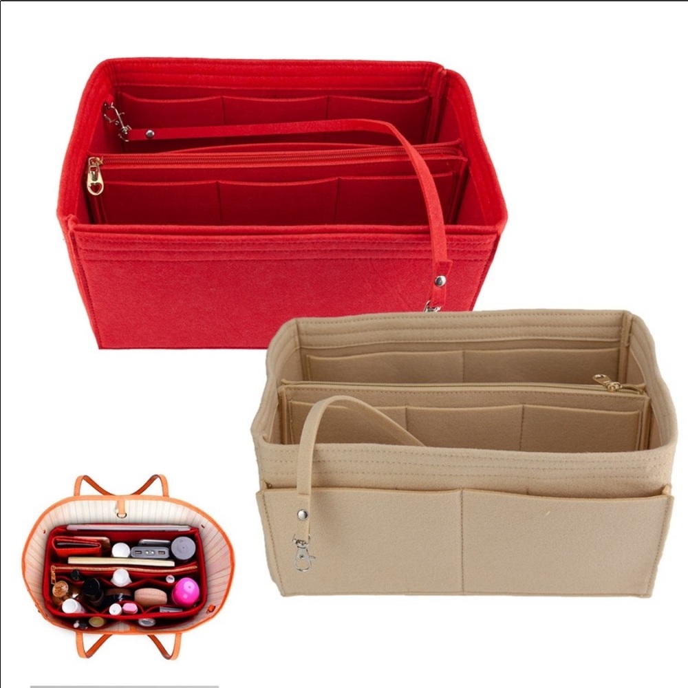 Beige/tan purse organizer insert
